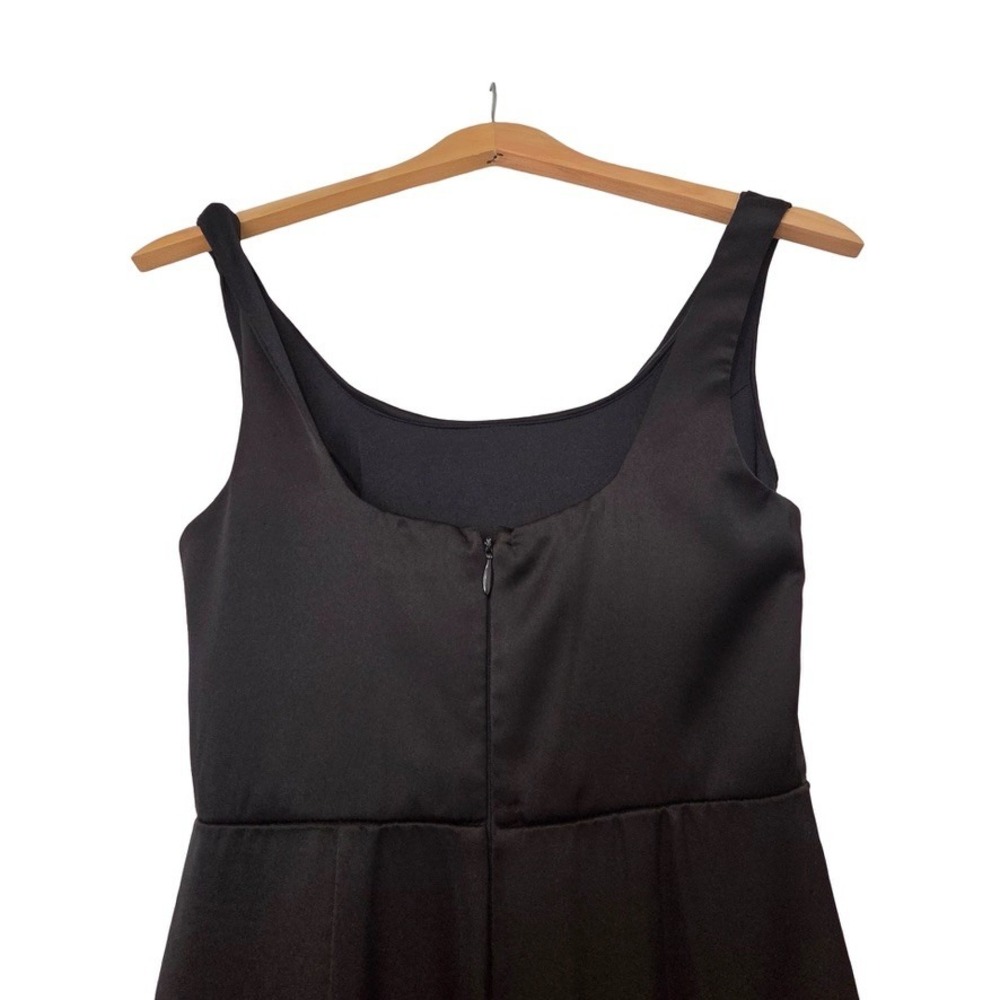 Formal Satin Dress Black Cowl Neck Side Slit Gown Women Small - Picture 4 of 6